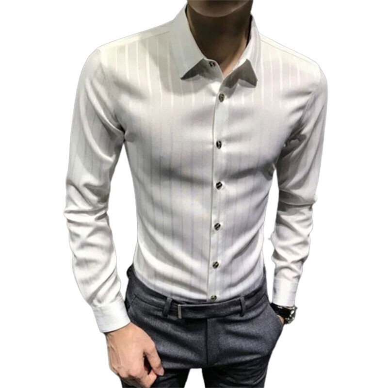 2024 Elegant Fashion Harajuku Slim Fit Ropa Hombre Loose Casual All Match särk terava kaelusega nööbiga trükitud pikkade varrukatega Blusa