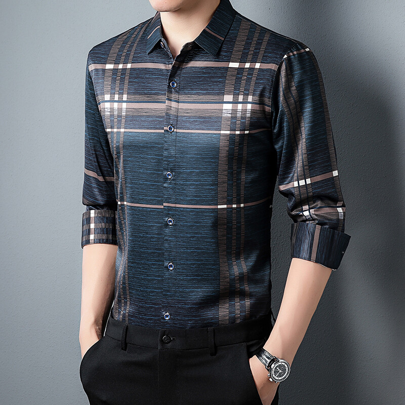 Korea stiilis meeste Slim Fit särk Kvaliteetne moeprindiga kevad-sügis pikkade varrukatega särk