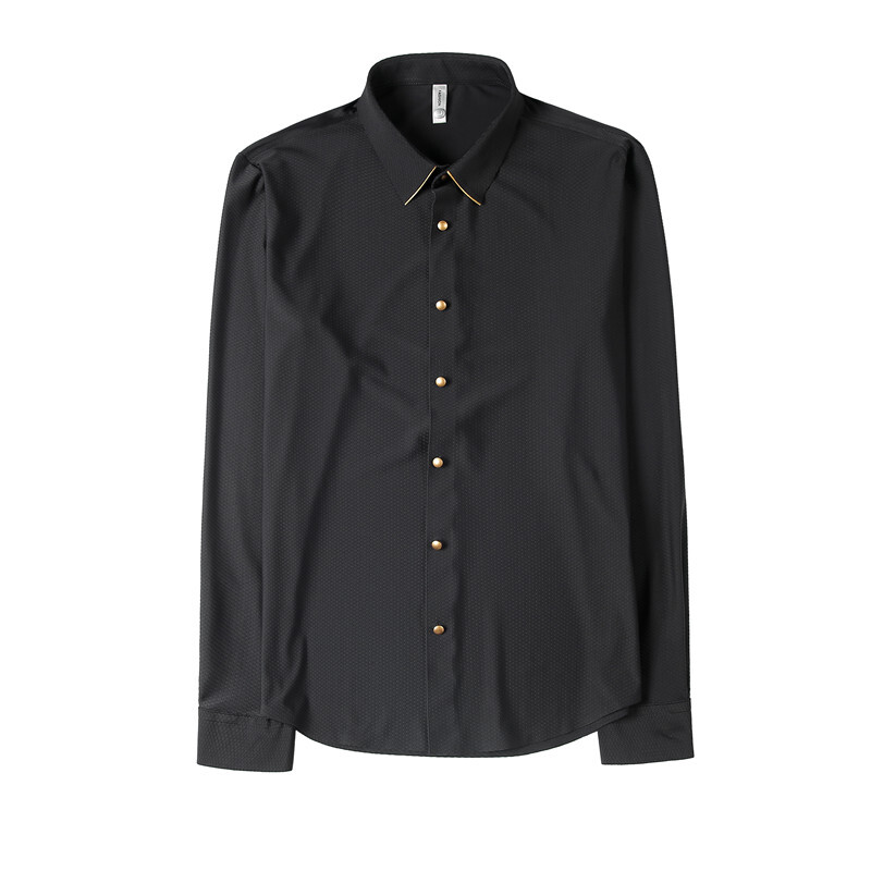 Cămăși cu mânecă lungă pentru bărbați, cu elastic înalt Phnom Penh, rochie simplă, slim fit, smoking casual de bal, îmbrăcăminte formală, cămăși socială