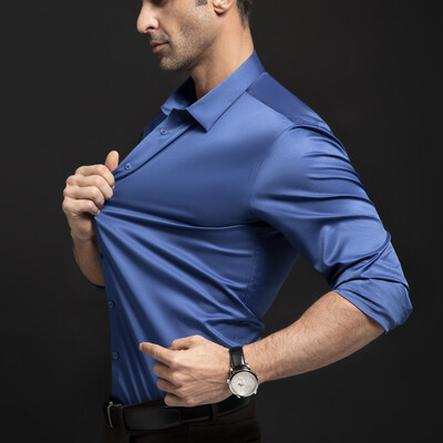 Nova elastična košulja dugih rukava za mušku modu, posao, slobodno vrijeme, jednobojna košulja koja se ne pegla, profesionalna muška bijela košulja