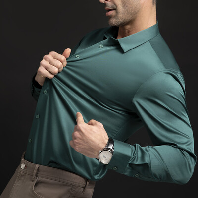 Nova elastična košulja dugih rukava za mušku modu, posao, slobodno vrijeme, jednobojna košulja koja se ne pegla, profesionalna muška bijela košulja