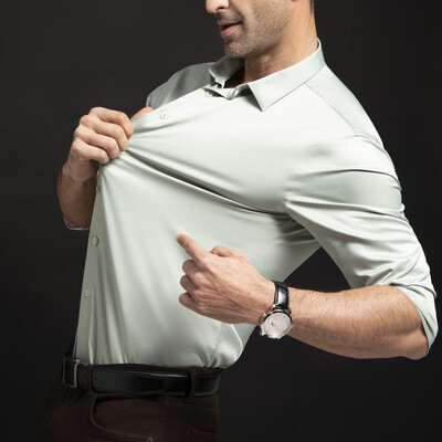 Nova elastična košulja dugih rukava za mušku modu, posao, slobodno vrijeme, jednobojna košulja koja se ne pegla, profesionalna muška bijela košulja