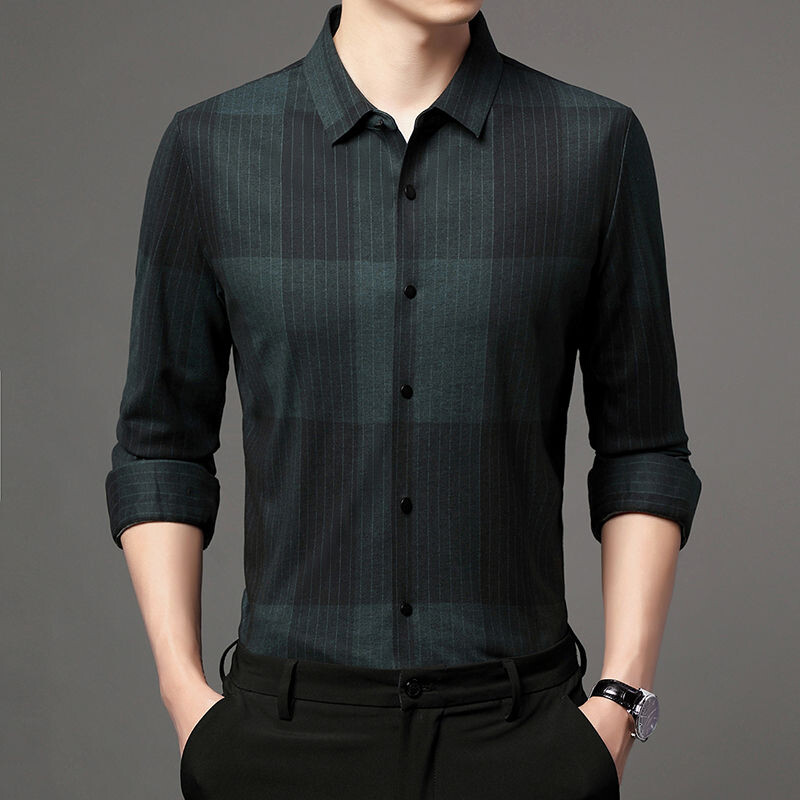 Muška odjeća Prugasta košulja dugih rukava na dugmad Kardigan Kaputi kontrastne boje Modne majice s otvorenim ovratnikom za proljeće i jesen