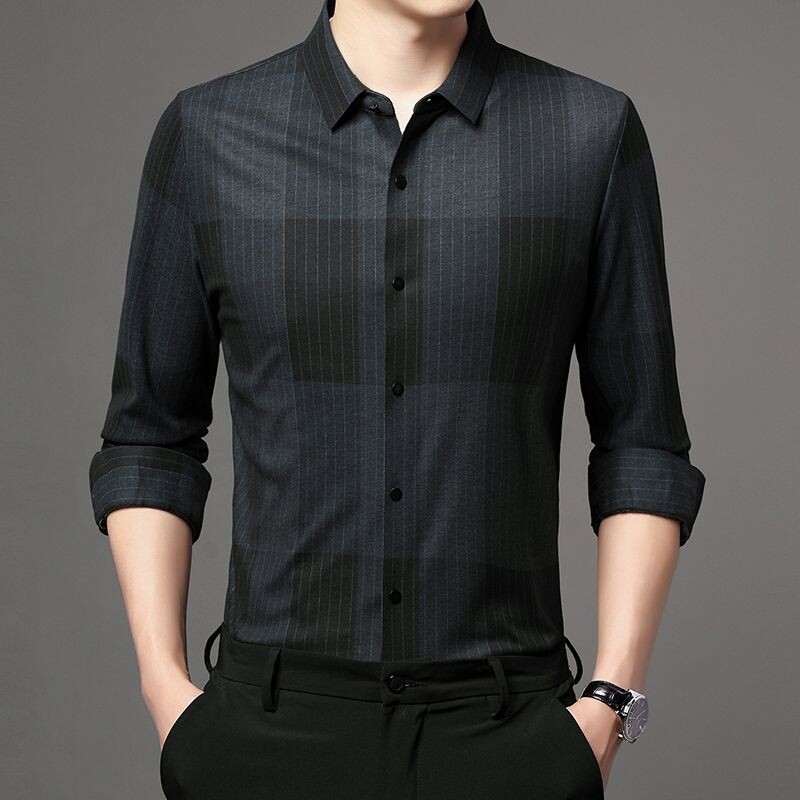 Muška odjeća Prugasta košulja dugih rukava na dugmad Kardigan Kaputi kontrastne boje Modne majice s otvorenim ovratnikom za proljeće i jesen