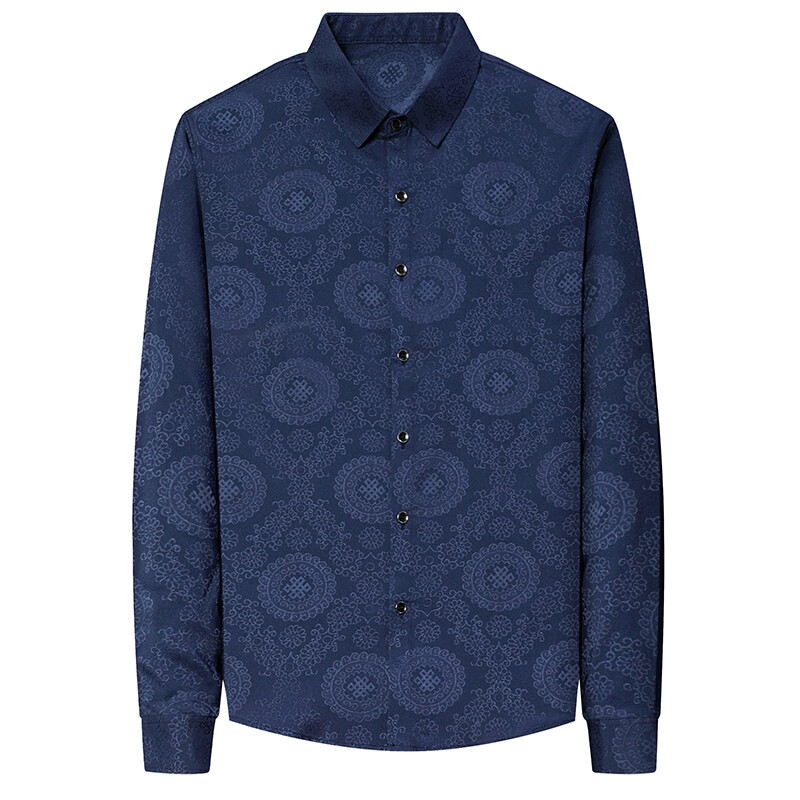 Luksuzne zlatne svilene košulje s otisnutim glatkim elastičnim poslovnim društvenim bluzama Velike veličine Džentlmenska odjeća za svatove Klubska odjeća Saten