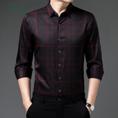 Μόδα ανδρικά πολυτελή μακρυμάνικα πουκάμισα Μοντέρνα κομψά καρό casual μπλουζάκια