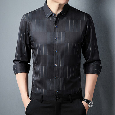 Ανδρικά πουκάμισα υψηλής ποιότητας ανοιξιάτικα μακρυμάνικα φθινοπώρου Κορεάτικα ανδρικά ρούχα Camisa Masculina