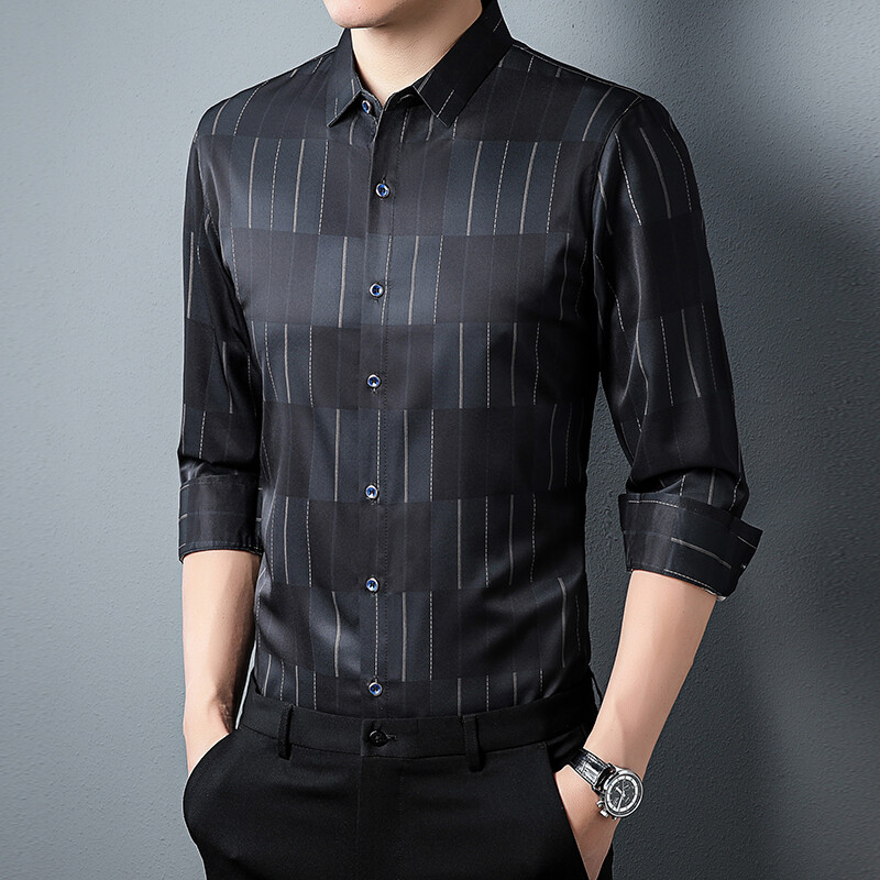 Ανδρικά πουκάμισα υψηλής ποιότητας ανοιξιάτικα μακρυμάνικα φθινοπώρου Κορεάτικα ανδρικά ρούχα Camisa Masculina