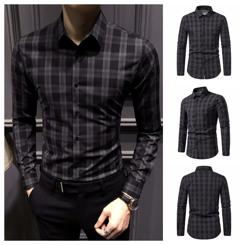 Νέο ανδρικό μακρυμάνικο πουκάμισο 2023 για άνοιξη και καλοκαίρι με ρίγες, λεπτά ανδρικά ρούχα