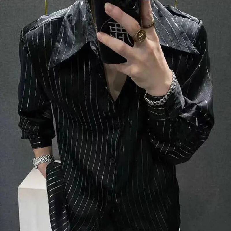 Meeste särk Triibuline pikkade varrukatega särk Sügisene vabaaja spordisaal Hingav Niiskus Wick Kulumiskindel meeste top riided 2024