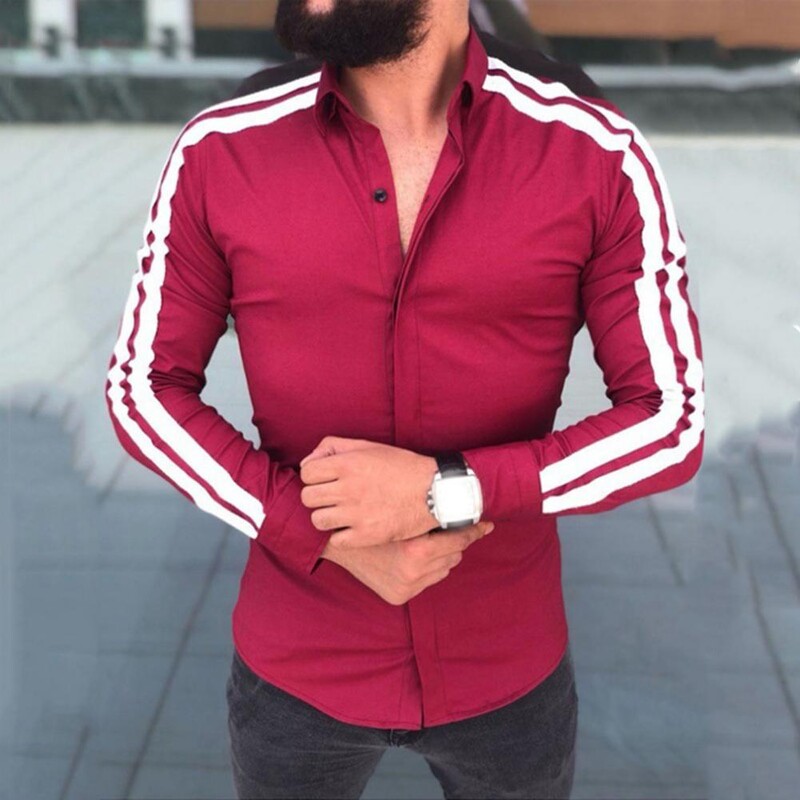 Pikkade varrukatega lahtikäiv krae Meeste särk nööbiga kätised küljel triibuline õhuke kontorisärk Vabaaja riided vabaaja särk Korea populaarne