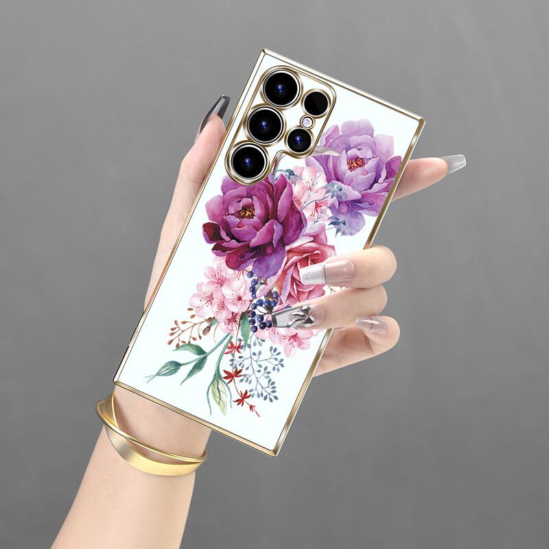 Prekogranična galvanizirana torbica za mobilni telefon s cvjetnim uzorkom prikladna je za sve serije IPhone 7 do 15 i serije Samsung SA