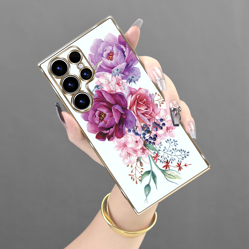 Prekogranična galvanizirana torbica za mobilni telefon s cvjetnim uzorkom prikladna je za sve serije IPhone 7 do 15 i serije Samsung SA