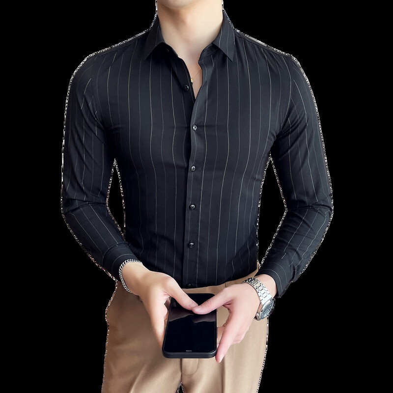 Kortsudevastased triibulised särgid meestele Korea luksuslikud rõivad äririietus pidulik riietus Slim Fit meeste sotsiaalne särkkleit suur suurus 4XL-M