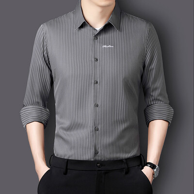 Ležerna poslovna muška prugasta košulja s dugim rukavima Novi dolasci Uski pripijeni poslovni kaput Muška trendovska marka Formalna kapa