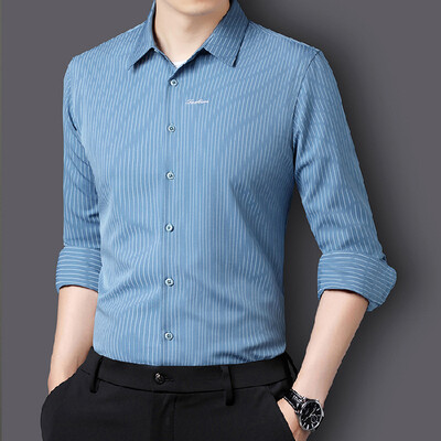 Ležerna poslovna muška prugasta košulja s dugim rukavima Novi dolasci Uski pripijeni poslovni kaput Muška trendovska marka Formalna kapa