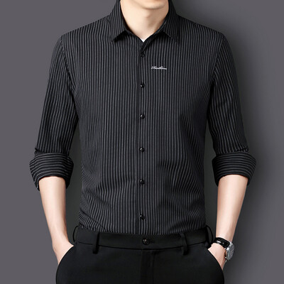 Ležerna poslovna muška prugasta košulja s dugim rukavima Novi dolasci Uski pripijeni poslovni kaput Muška trendovska marka Formalna kapa