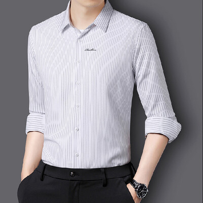 Ležerna poslovna muška prugasta košulja s dugim rukavima Novi dolasci Uski pripijeni poslovni kaput Muška trendovska marka Formalna kapa