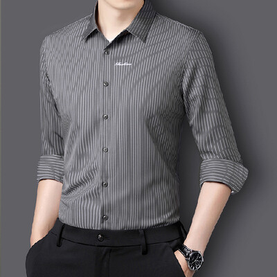 Ležerna poslovna muška prugasta košulja s dugim rukavima Novi dolasci Uski pripijeni poslovni kaput Muška trendovska marka Formalna kapa