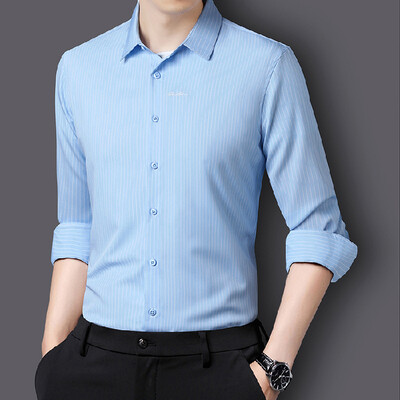 Ležerna poslovna muška prugasta košulja s dugim rukavima Novi dolasci Uski pripijeni poslovni kaput Muška trendovska marka Formalna kapa