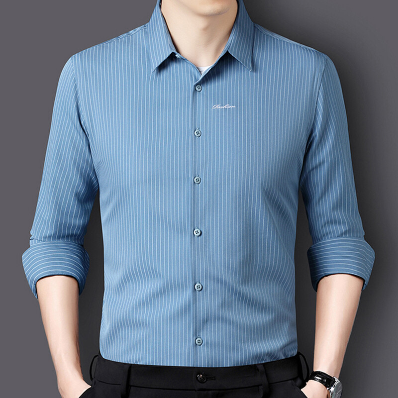 Ležerna poslovna muška prugasta košulja s dugim rukavima Novi dolasci Uski pripijeni poslovni kaput Muška trendovska marka Formalna kapa