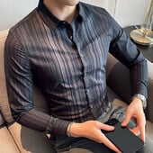 Modne široke prugaste košulje s reverom Muška odjeća Jesen 2023. Nove prevelike ležerne majice Košulja za sve vrste