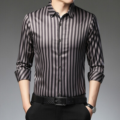 Dizajnerske marke 2023. prugaste muške košulje za muškarce korejska modna košulja dugih rukava luksuzna haljina ležerna odjeća jersey 131