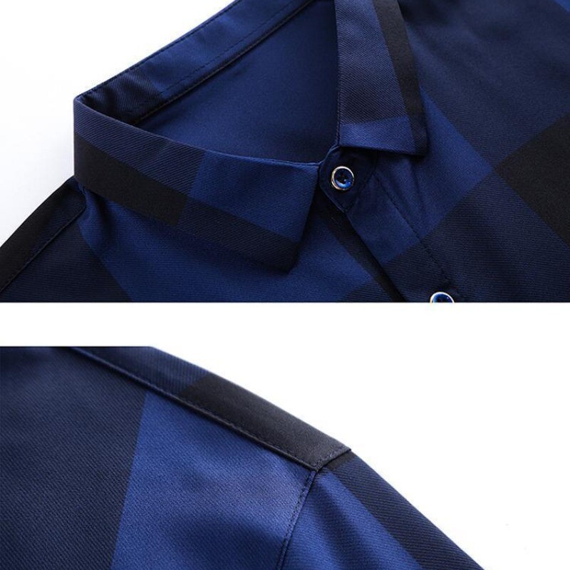 Ανοιξιάτικο φθινόπωρο γυριστό γιακά Ανδρικό ντεγκραντέ με μακρυμάνικο πουκάμισο ζακέτα με αντίθεση παλτό επαγγελματικά επίσημα μπλουζάκια