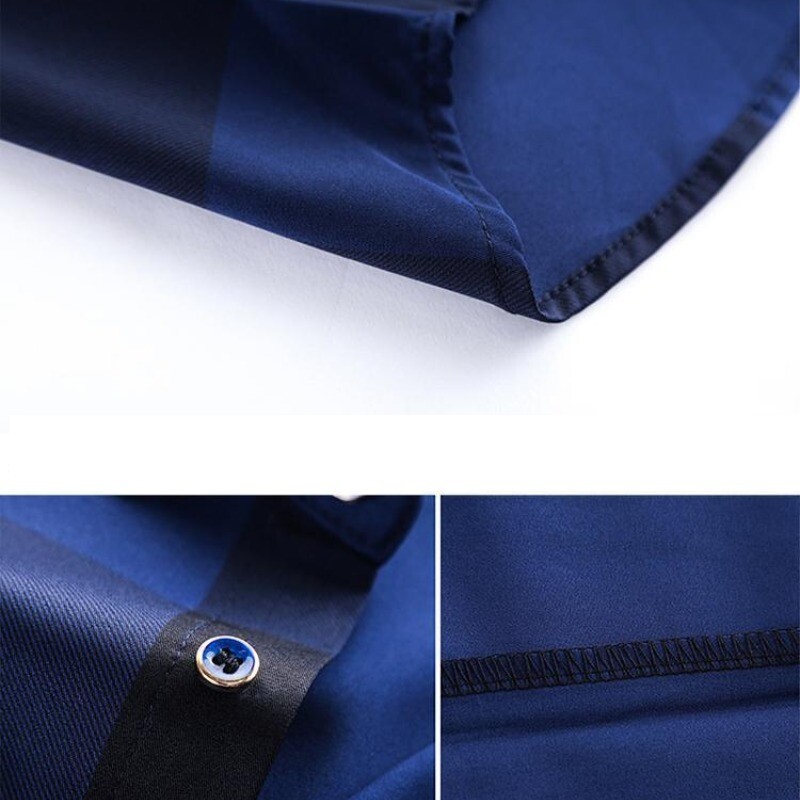 Ανοιξιάτικο φθινόπωρο γυριστό γιακά Ανδρικό ντεγκραντέ με μακρυμάνικο πουκάμισο ζακέτα με αντίθεση παλτό επαγγελματικά επίσημα μπλουζάκια