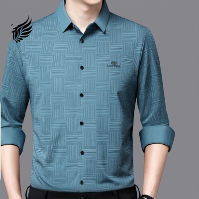 Proljetni i jesenski muški kardigan s polo ovratnikom s jednorednim kopčanjem Karirani vez Jednobojna majica dugih rukava Donji dio majice Gornji dijelovi