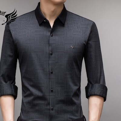 Proljetni i jesenski muški kardigan s polo ovratnikom s jednorednim kopčanjem Karirani vez Jednobojna majica dugih rukava Donji dio majice Gornji dijelovi