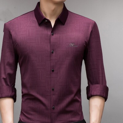 Proljetni i jesenski muški kardigan s polo ovratnikom s jednorednim kopčanjem Karirani vez Jednobojna majica dugih rukava Donji dio majice Gornji dijelovi