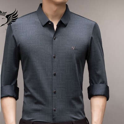 Proljetni i jesenski muški kardigan s polo ovratnikom s jednorednim kopčanjem Karirani vez Jednobojna majica dugih rukava Donji dio majice Gornji dijelovi