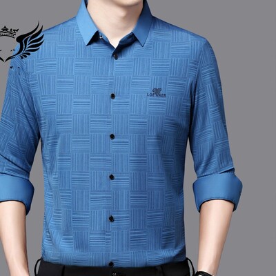 Proljetni i jesenski muški kardigan s polo ovratnikom s jednorednim kopčanjem Karirani vez Jednobojna majica dugih rukava Donji dio majice Gornji dijelovi