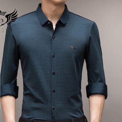 Proljetni i jesenski muški kardigan s polo ovratnikom s jednorednim kopčanjem Karirani vez Jednobojna majica dugih rukava Donji dio majice Gornji dijelovi