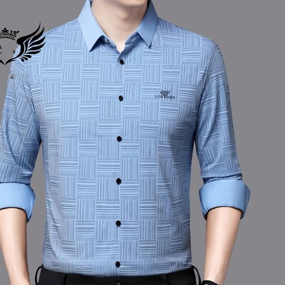 Proljetni i jesenski muški kardigan s polo ovratnikom s jednorednim kopčanjem Karirani vez Jednobojna majica dugih rukava Donji dio majice Gornji dijelovi