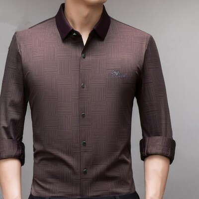 Proljetni i jesenski muški kardigan s polo ovratnikom s jednorednim kopčanjem Karirani vez Jednobojna majica dugih rukava Donji dio majice Gornji dijelovi