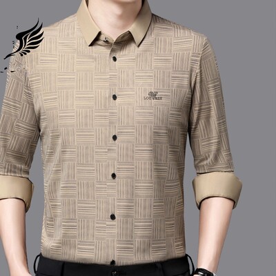 Proljetni i jesenski muški kardigan s polo ovratnikom s jednorednim kopčanjem Karirani vez Jednobojna majica dugih rukava Donji dio majice Gornji dijelovi