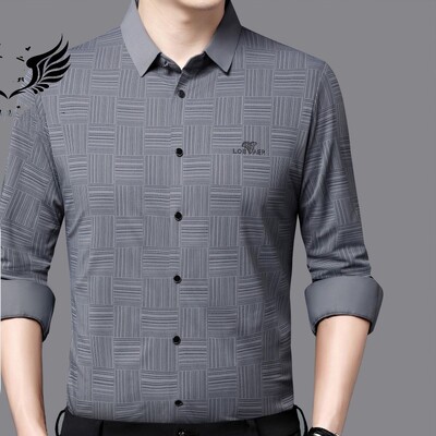 Proljetni i jesenski muški kardigan s polo ovratnikom s jednorednim kopčanjem Karirani vez Jednobojna majica dugih rukava Donji dio majice Gornji dijelovi