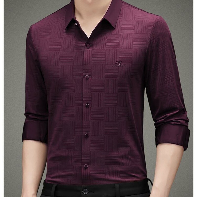 Proljetni i jesenski muški kardigan s polo ovratnikom s jednorednim kopčanjem Karirani vez Jednobojna majica dugih rukava Donji dio majice Gornji dijelovi