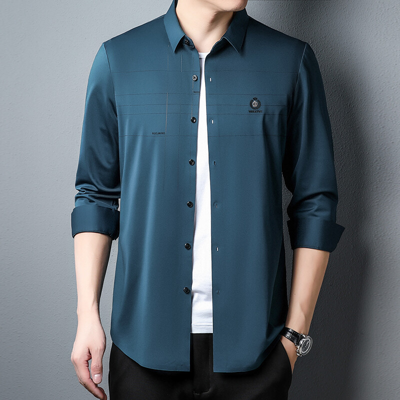 Muške društvene košulje u stilu brenda Visokokvalitetne elegantne svečane bluze dugih rukava Muške bešavne košulje