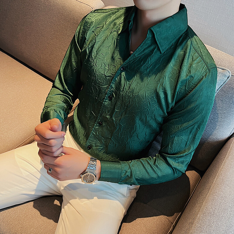 Odjeća marke 2023. Muška proljetna visokokvalitetna poslovna košulja dugih rukava/muška uska uredska košulja jednobojnog kroja s V-izrezom