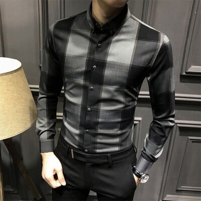 Sügisene KPOP-moe stiil Harajuku Slim Fit topid lahtised vabaaja särk, terava kaelusega, trükitud pikkade varrukatega nööpblusa