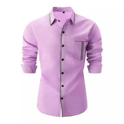 Cămașă bărbătească în 9 culori, cămașă de culoare solidă, birou de afaceri, mărime supradimensionată 6xl, buzunar larg, confortabil, moale