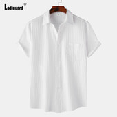 Bijela patchwork košulja blusa Muške modne majice kratkih rukava Najnovija ljetna ležerna ulična bluza Seksi muška odjeća 2024.