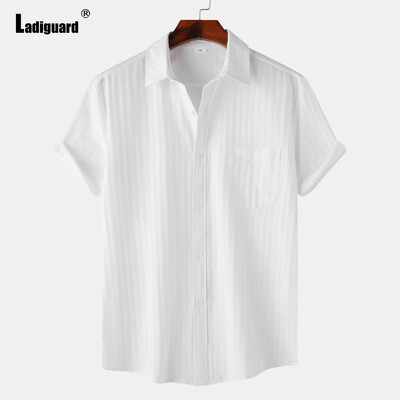 Bijela patchwork košulja blusa Muške modne majice kratkih rukava Najnovija ljetna ležerna ulična bluza Seksi muška odjeća 2024.