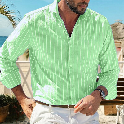 2024. muška košulja s prugama, košulja s dugim rukavima, havajska košulja, široka jednoredna proljetna košulja s jednim redom XS-6XL, ležerna moda