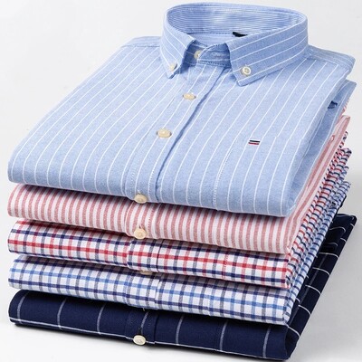 Mărime nouă S -7XL Cămașă albastră pentru bărbați cu mânecă lungă, 100% bumbac Oxford, moale, confortabilă, cu potrivire regulată, cămăși casual de calitate pentru bărbați de afaceri