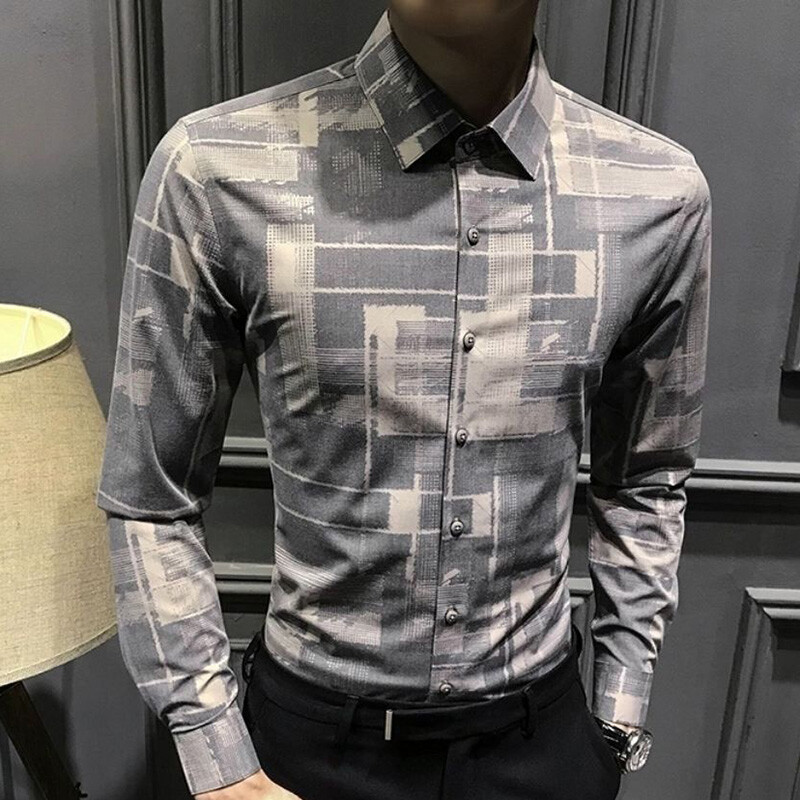 Elegantna košulja s reverima s otisnutim uzorkom, muška odjeća, nova jesen 2023., velike ležerne majice široke korejske košulje