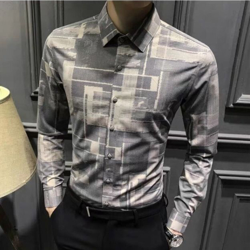 Elegantna košulja s reverima s otisnutim uzorkom, muška odjeća, nova jesen 2023., velike ležerne majice široke korejske košulje